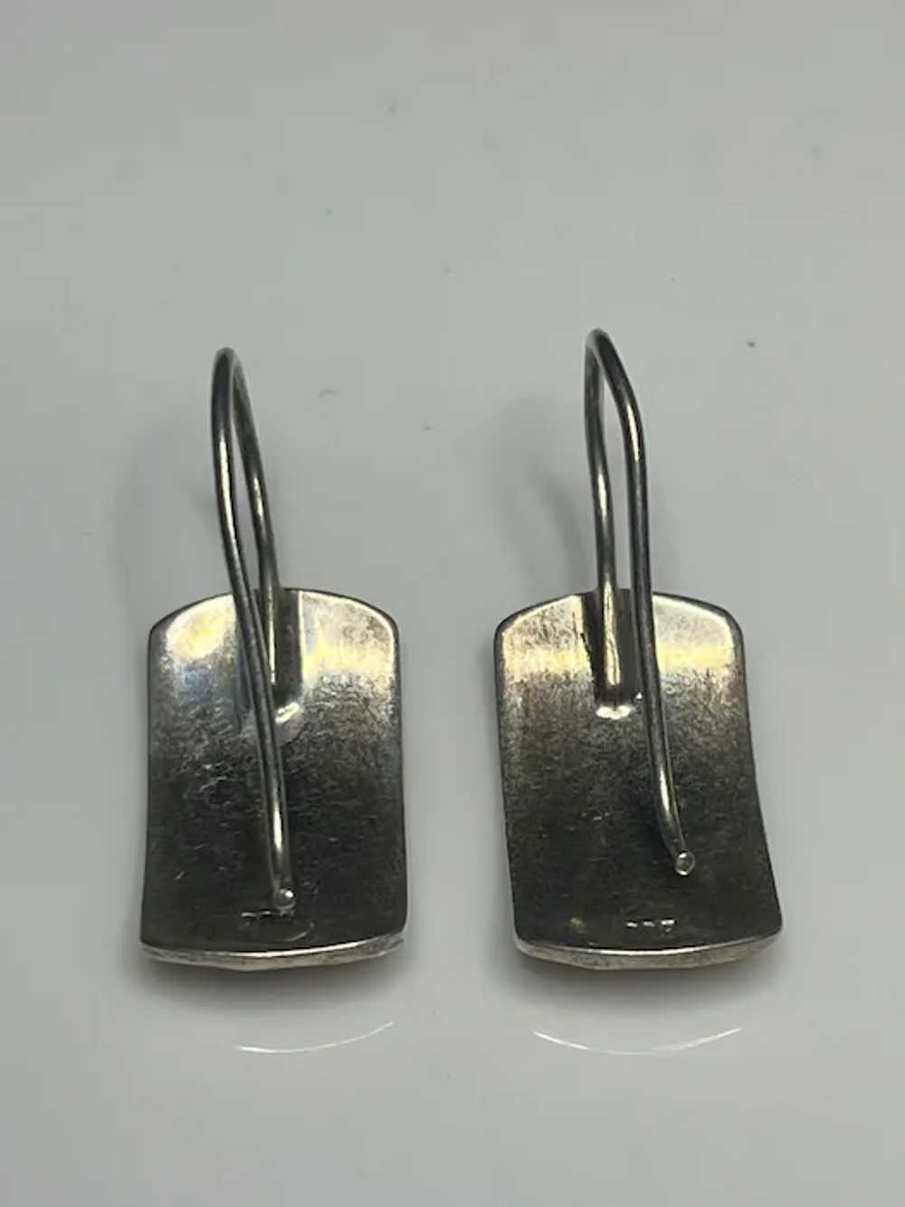 Vintage Sterling Silver Hammered Earrings - image 3