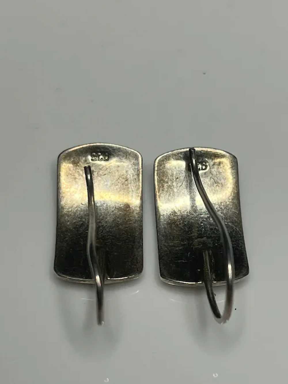 Vintage Sterling Silver Hammered Earrings - image 4