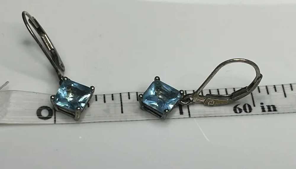 Vintage Sterling Silver Blue Topaz Drop Earrings - image 5