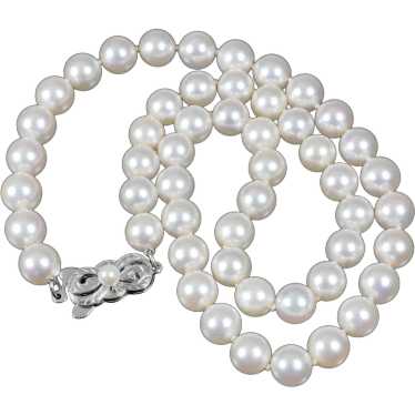 Mikimoto Cultured Pearl Necklace with 14K White G… - image 1