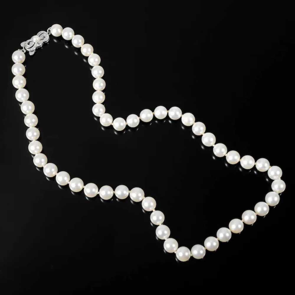 Mikimoto Cultured Pearl Necklace with 14K White G… - image 2