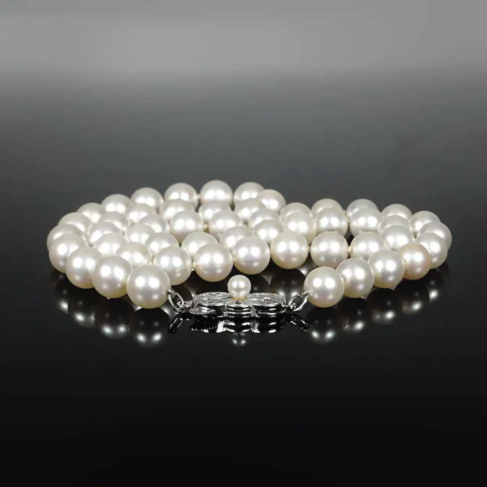 Mikimoto Cultured Pearl Necklace with 14K White G… - image 4