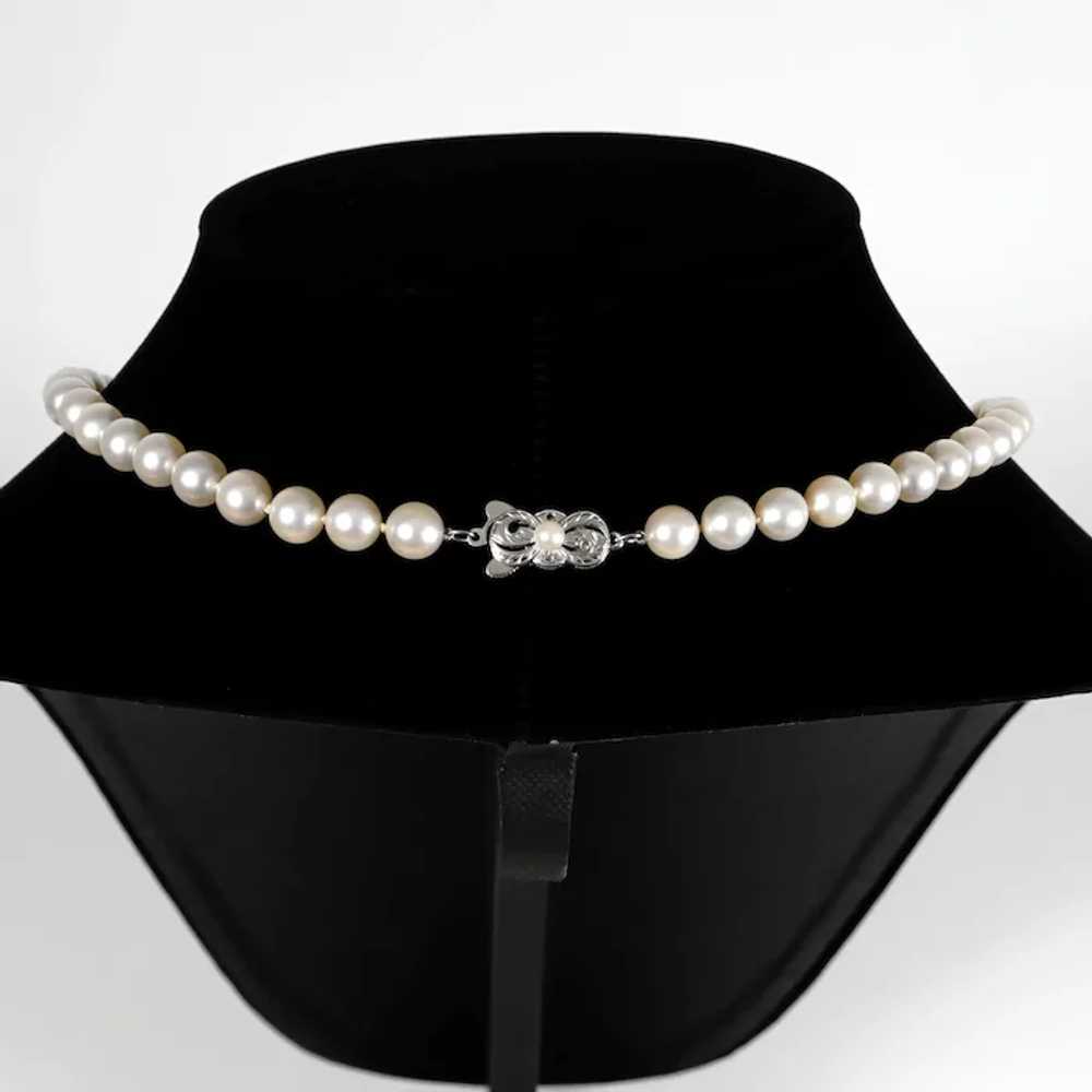 Mikimoto Cultured Pearl Necklace with 14K White G… - image 6