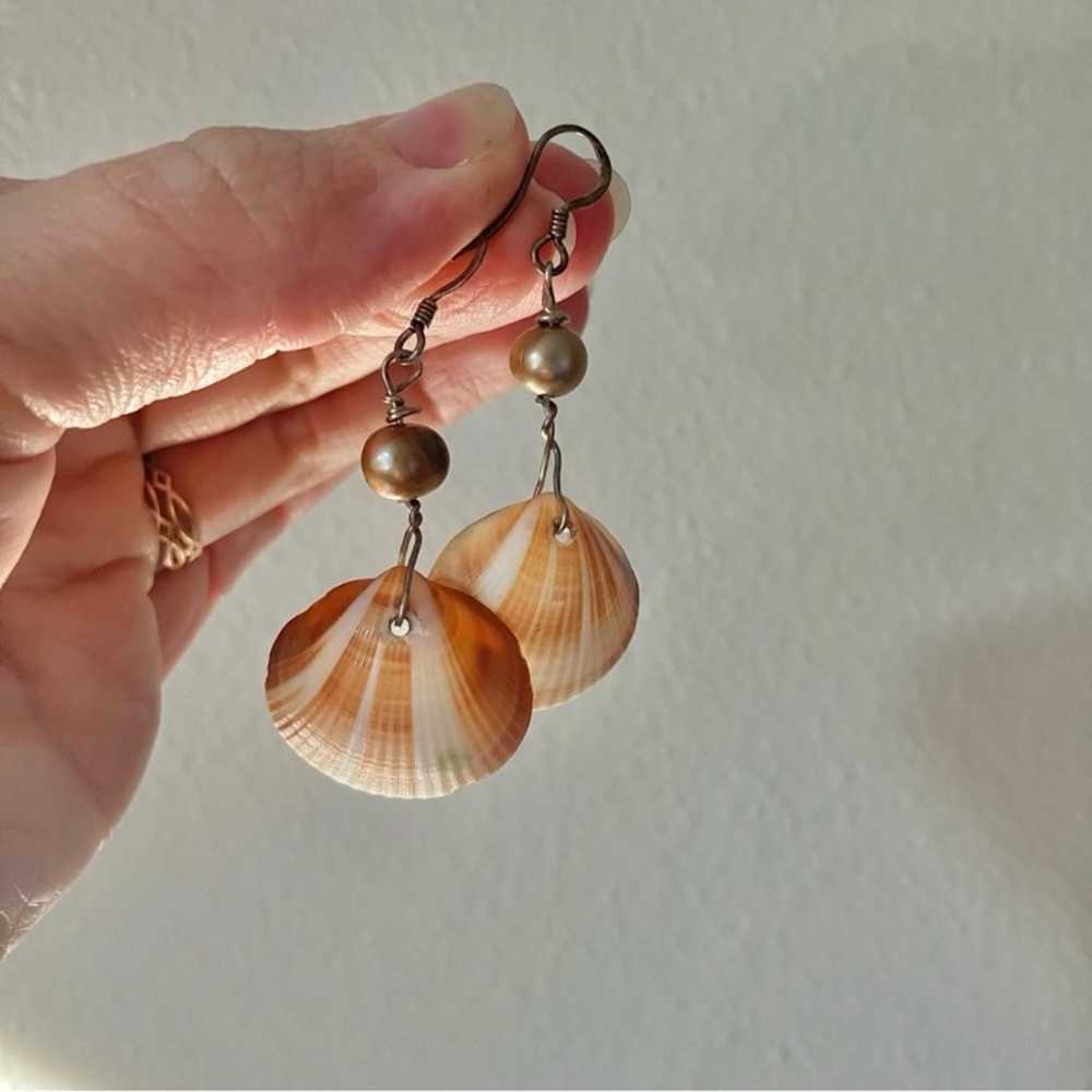 Vintage Clam Seashell Dangle Earrings “Perpetua” … - image 11