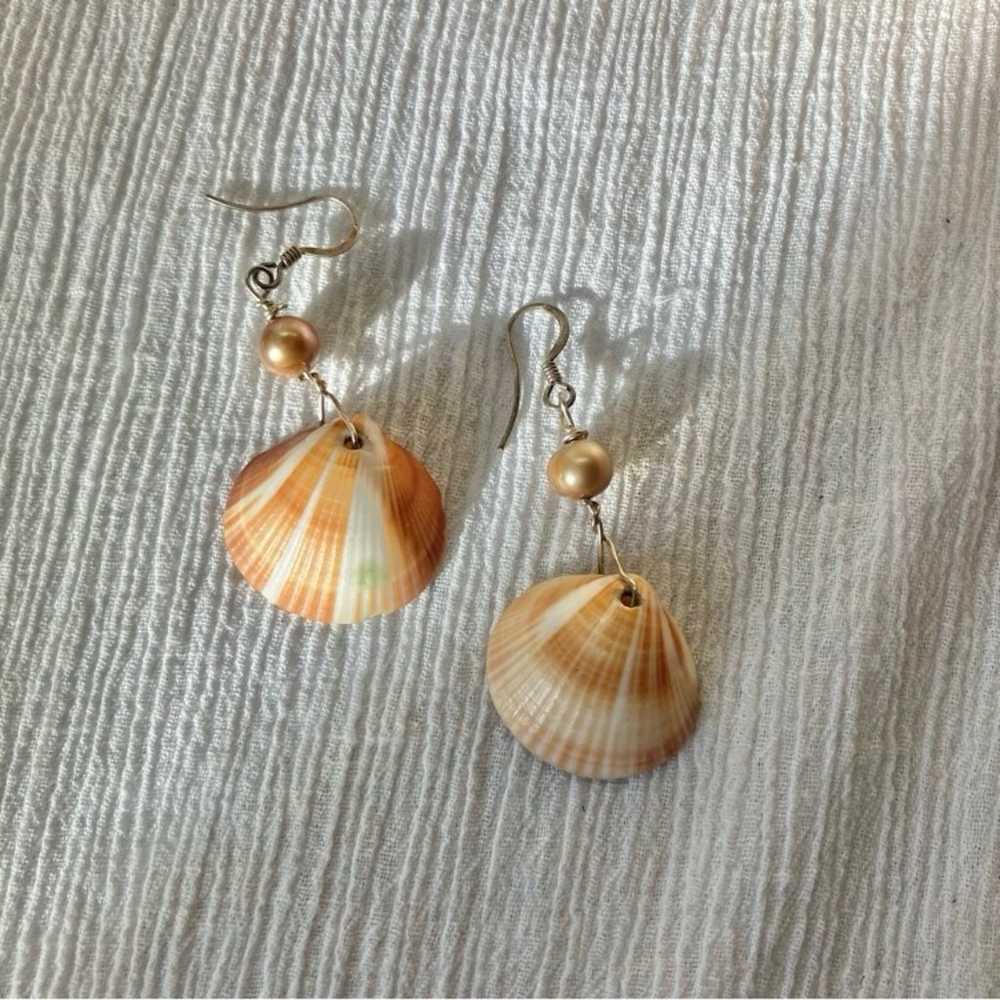 Vintage Clam Seashell Dangle Earrings “Perpetua” … - image 7