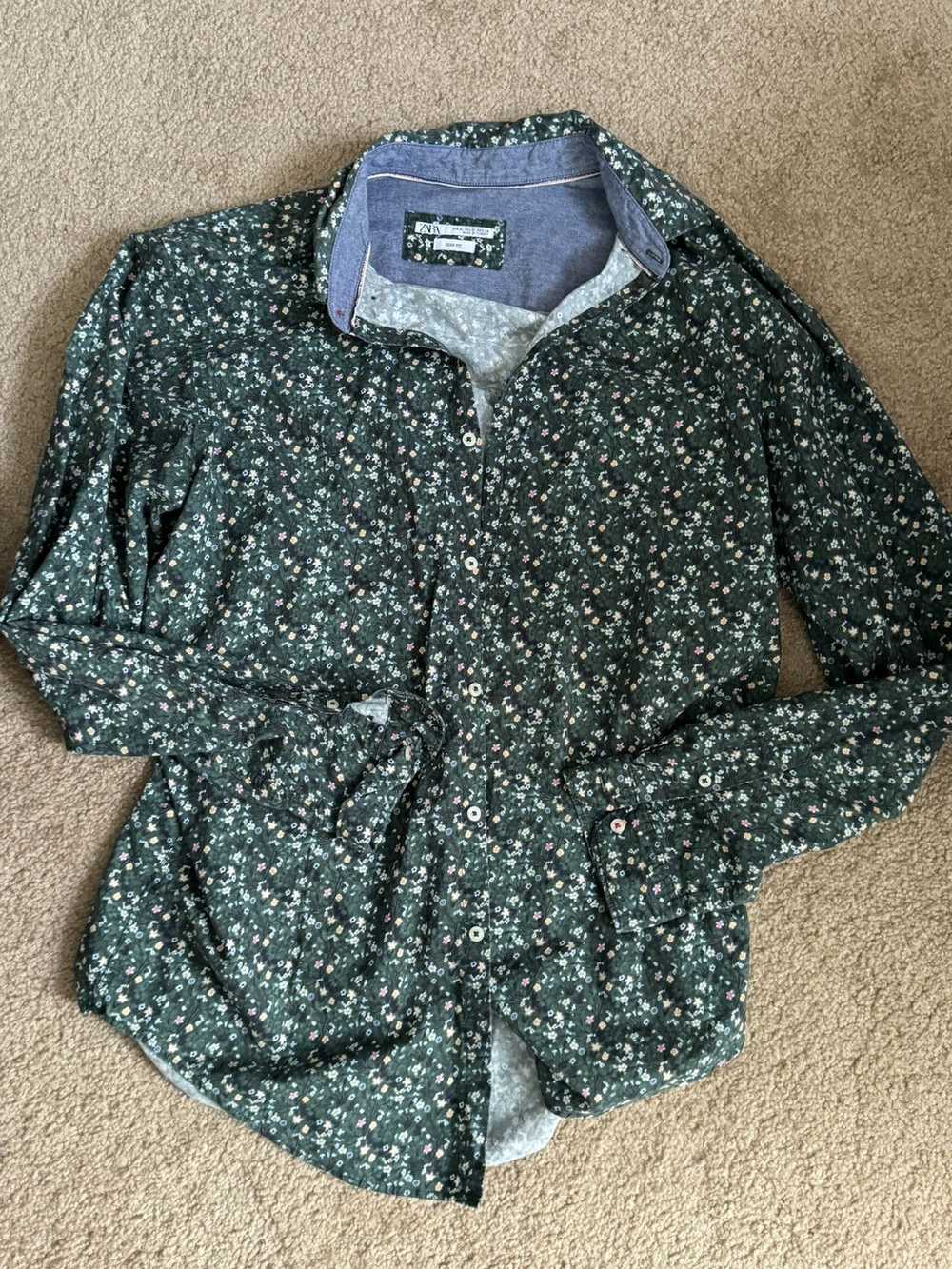 Zara ZARA BUTTON UP FLORAL SHIRT XL - image 1