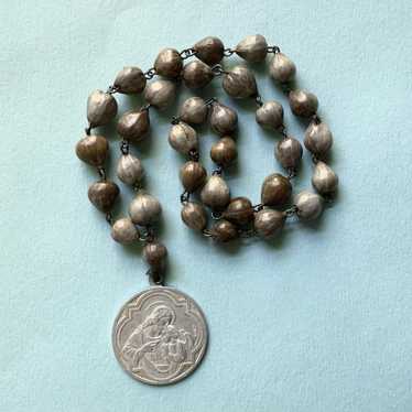 Vintage Italy Rosary Chaplet With Jobs Tears Seed… - image 1