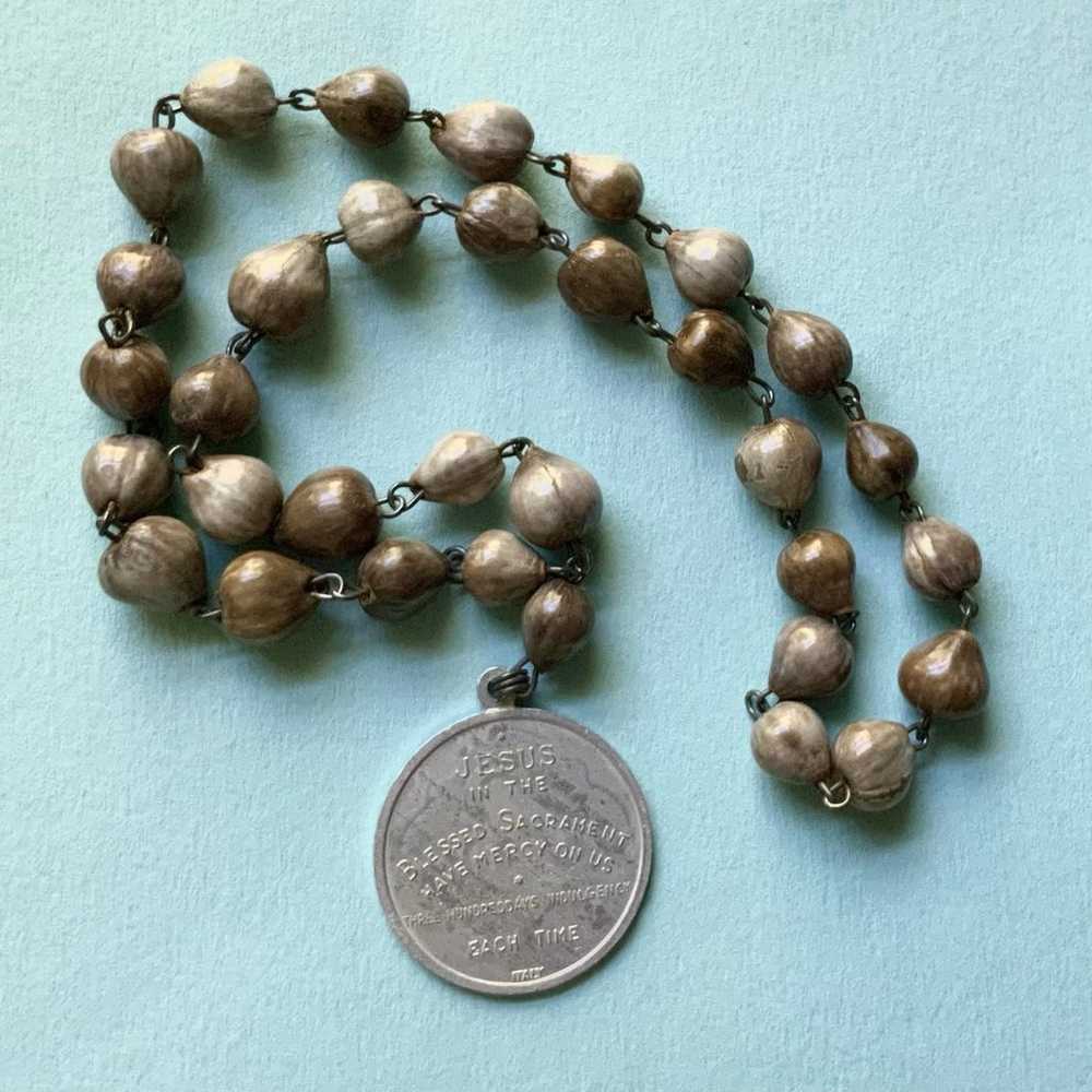 Vintage Italy Rosary Chaplet With Jobs Tears Seed… - image 2