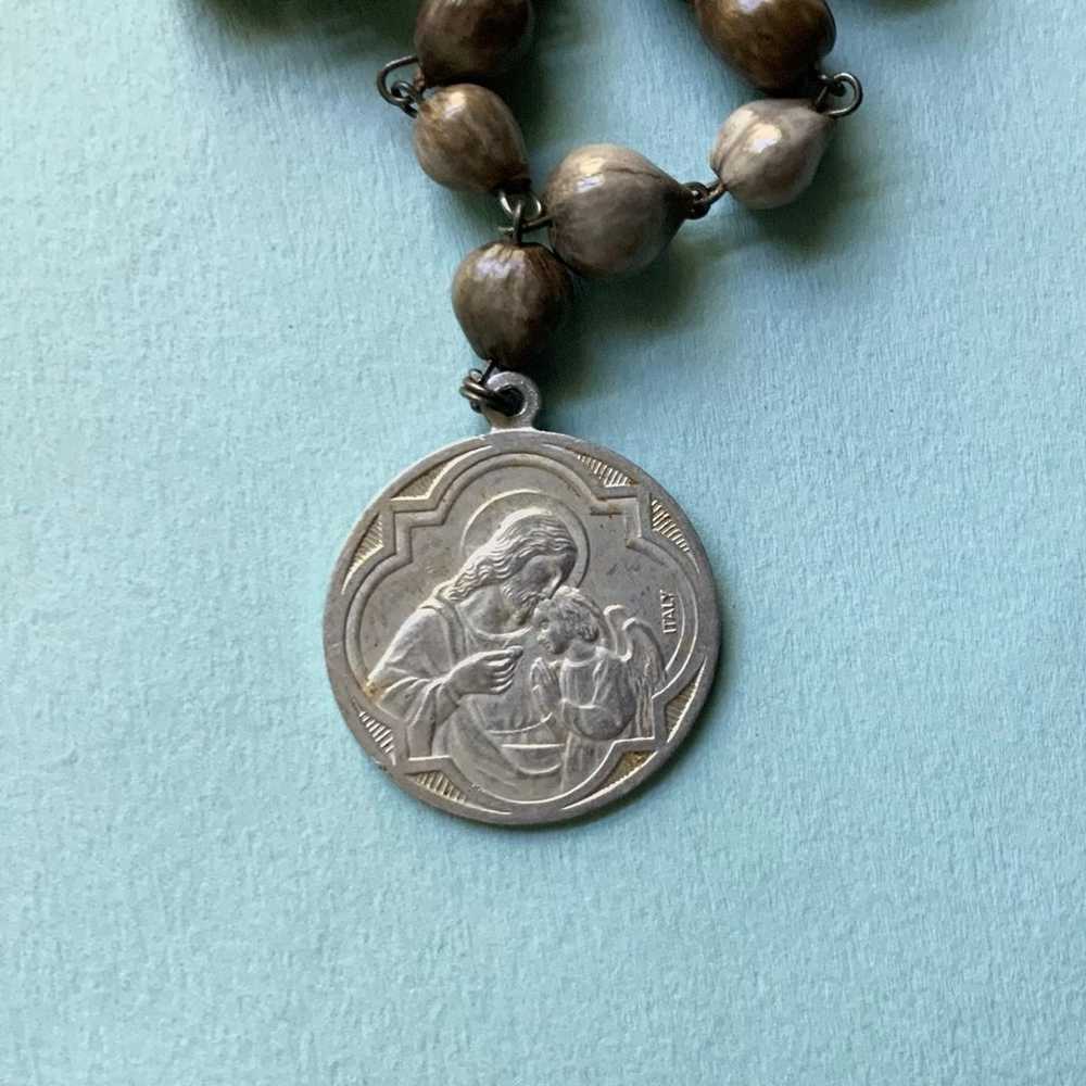 Vintage Italy Rosary Chaplet With Jobs Tears Seed… - image 3