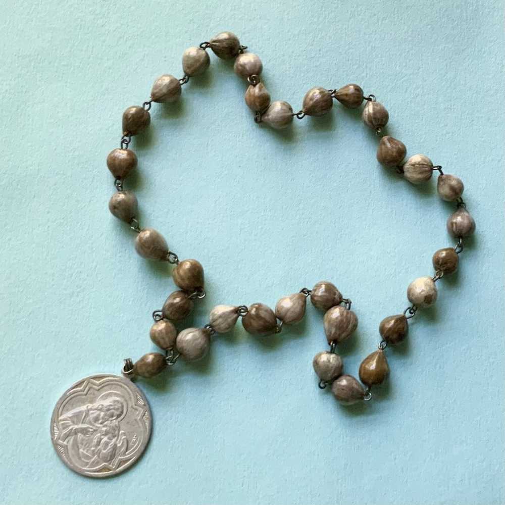 Vintage Italy Rosary Chaplet With Jobs Tears Seed… - image 5