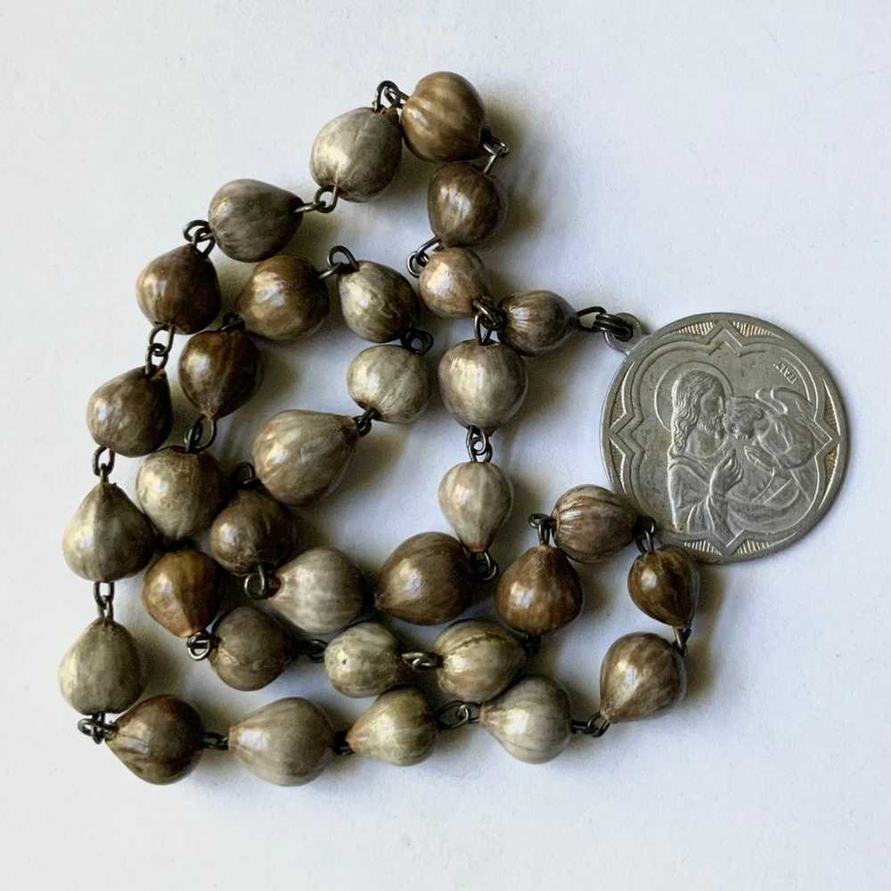 Vintage Italy Rosary Chaplet With Jobs Tears Seed… - image 6