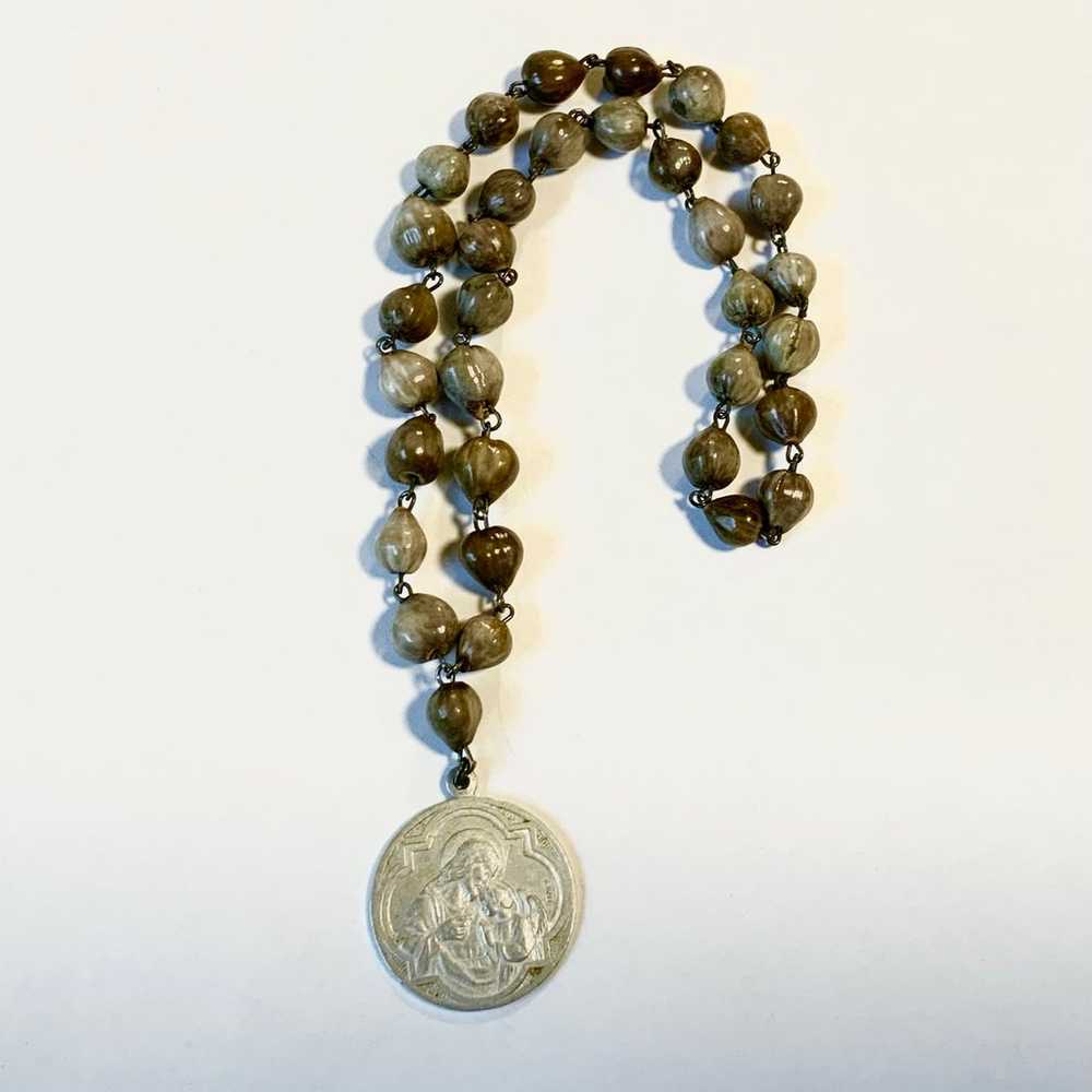 Vintage Italy Rosary Chaplet With Jobs Tears Seed… - image 7