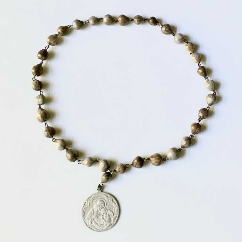 Vintage Italy Rosary Chaplet With Jobs Tears Seed… - image 8