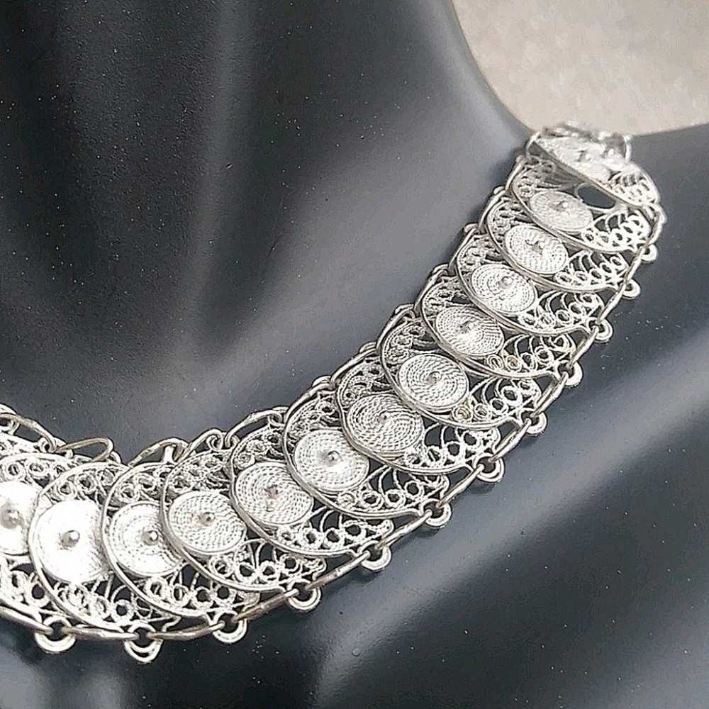 Vintage Bracelet - 800 Sterling Silver Filigree E… - image 2