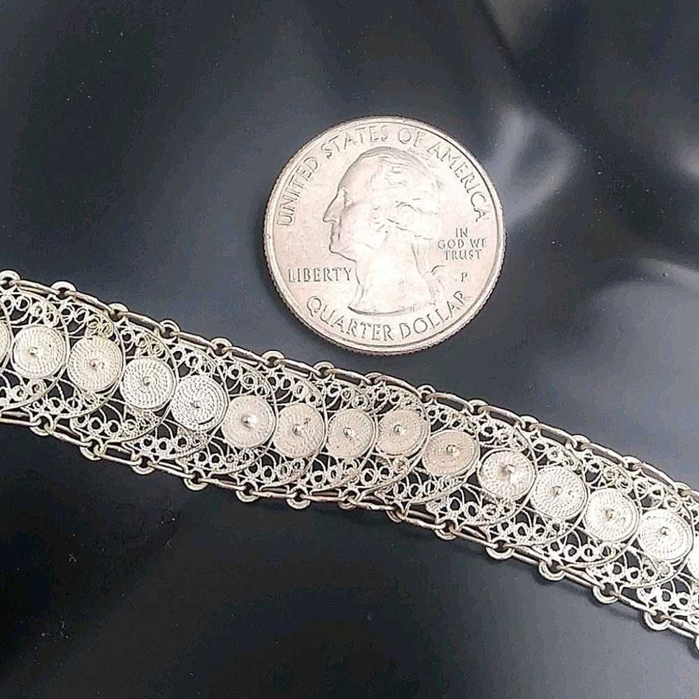 Vintage Bracelet - 800 Sterling Silver Filigree E… - image 9