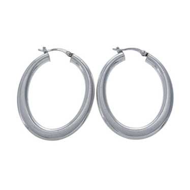 Vintage JCM Sterling Silver 925 Oval Hoop Earrings