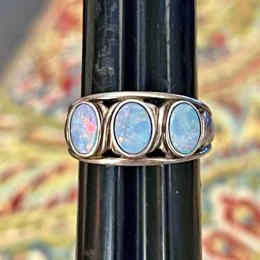 Sterling Silver blue fire opal ring