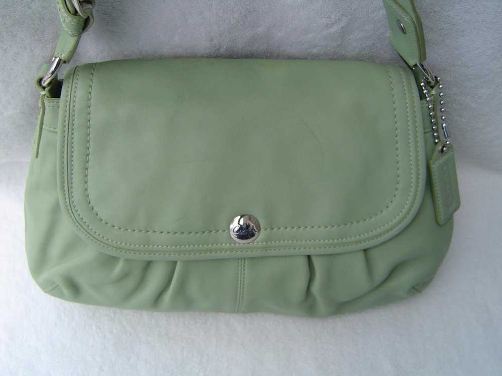 AUTHENTIC COACH GREEN LEATHER FLAP SHOULDER BAG #… - image 1