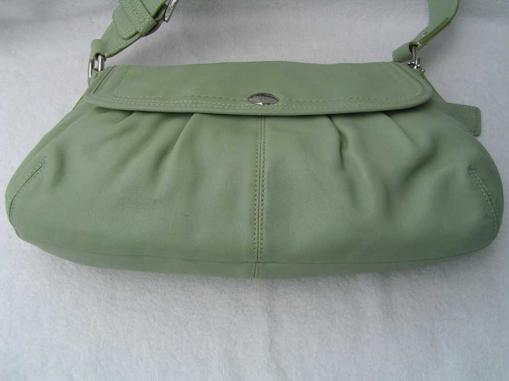 AUTHENTIC COACH GREEN LEATHER FLAP SHOULDER BAG #… - image 6