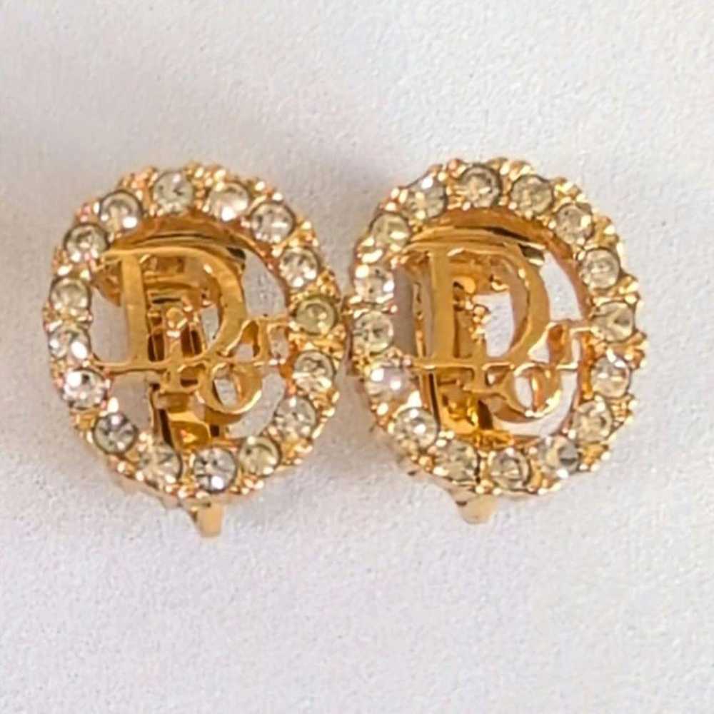 【Exquisite item】Dior Earrings CD Stone Heart Gold… - image 1