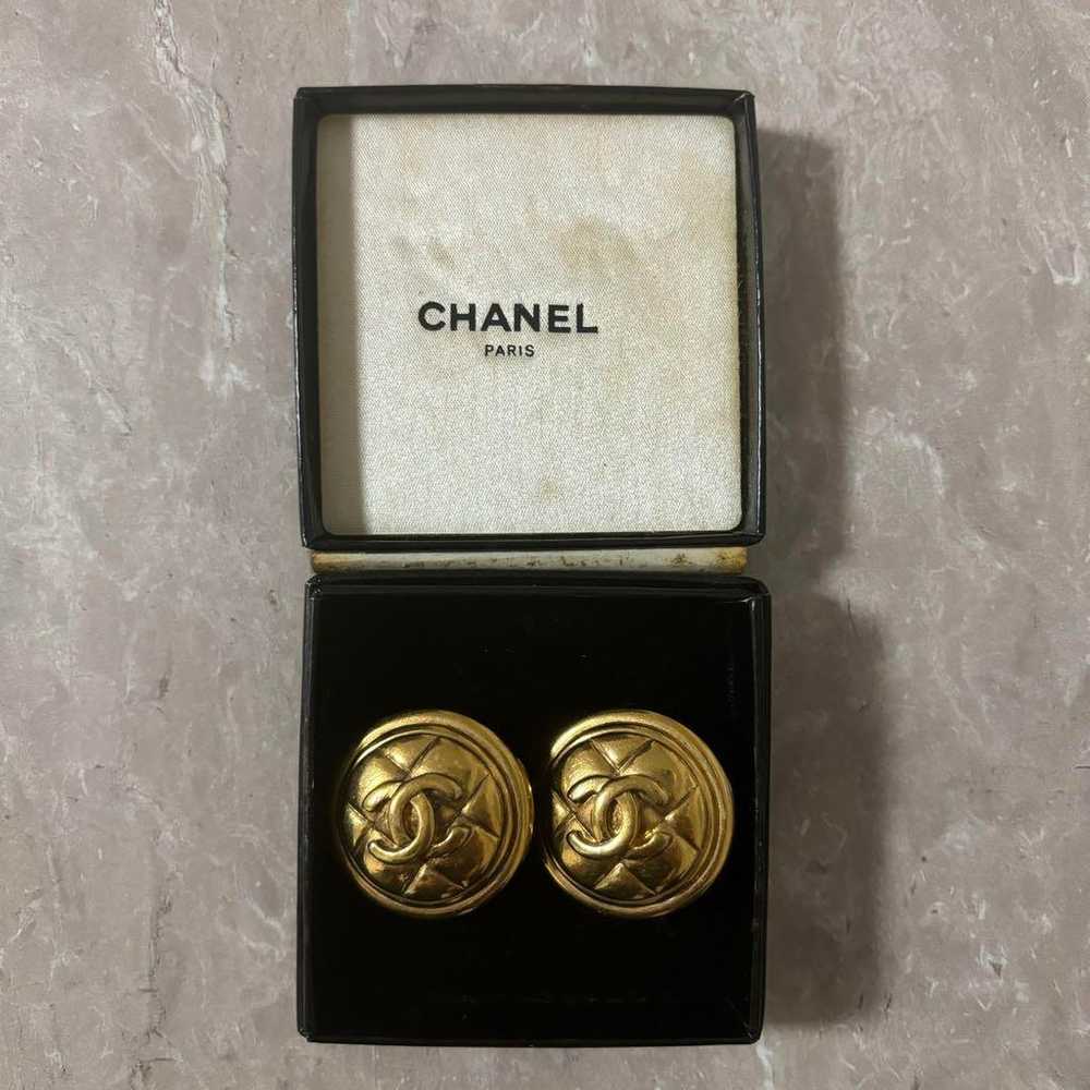 CHANEL Large Gold Earrings Vintage Logo Rare - image 1