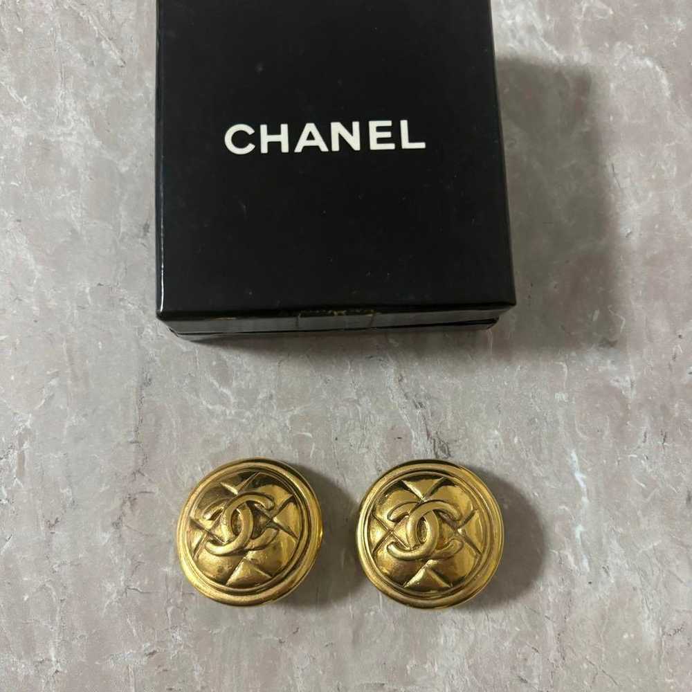 CHANEL Large Gold Earrings Vintage Logo Rare - image 2