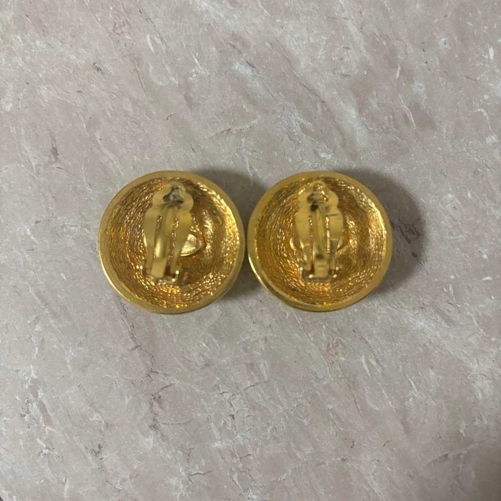 CHANEL Large Gold Earrings Vintage Logo Rare - image 5