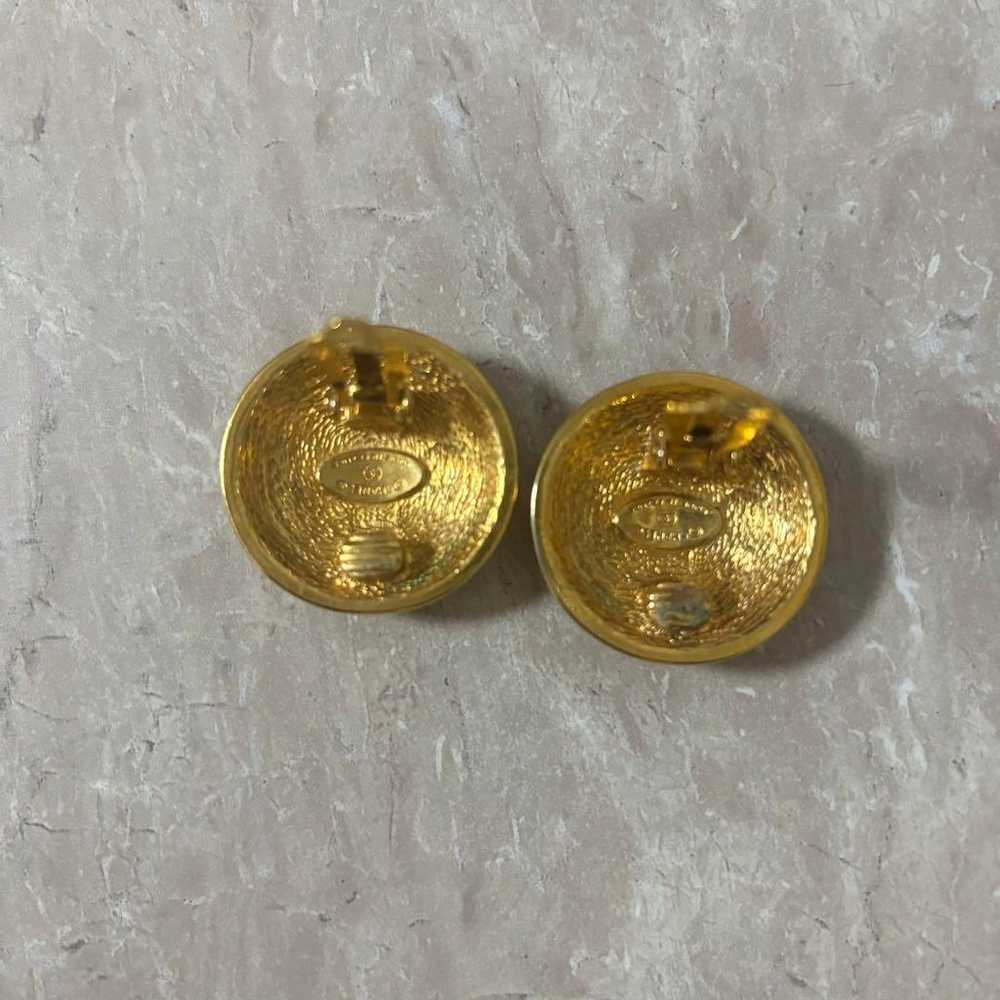 CHANEL Large Gold Earrings Vintage Logo Rare - image 6