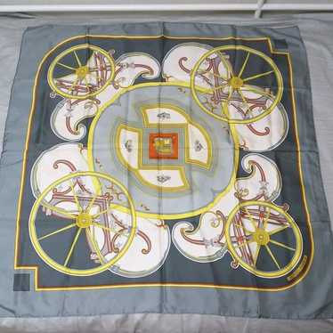 HERMES Silk Large Scarf with Wheel Pattern