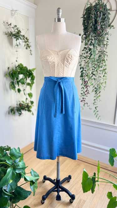 1970s Blue Denim Wrap Skirt | large/x-large