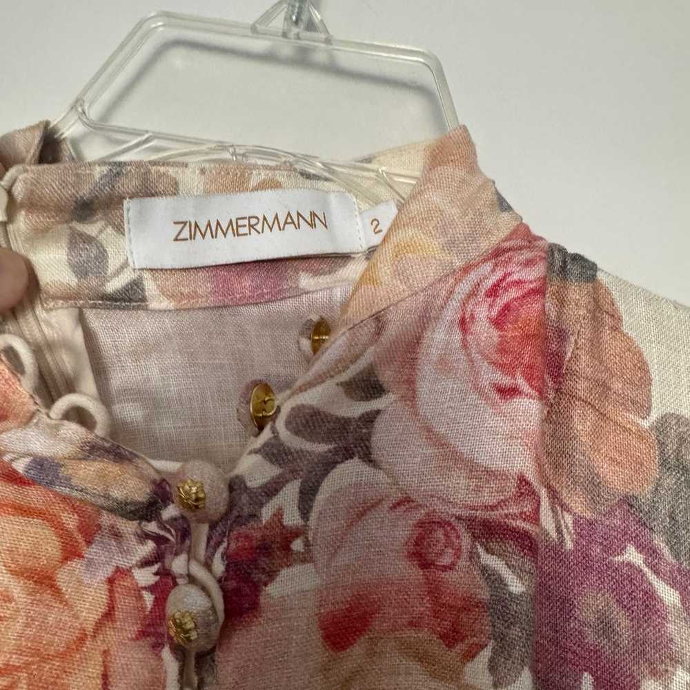 ZIMMERMANN Luminosity Floral Linen Belted Button-… - image 3