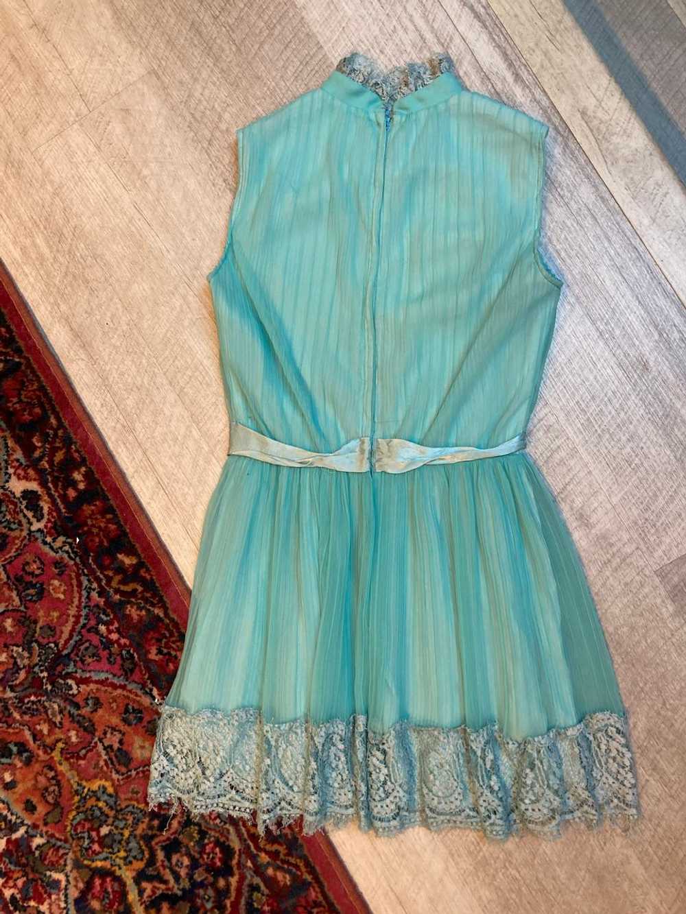 Miss Elliette Aqua 70s Vintage Party Dress (S) |… - image 3