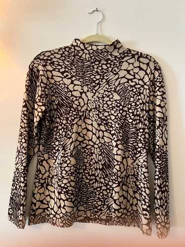 No brand Vintage Abstract Brown & tan mock neck (S