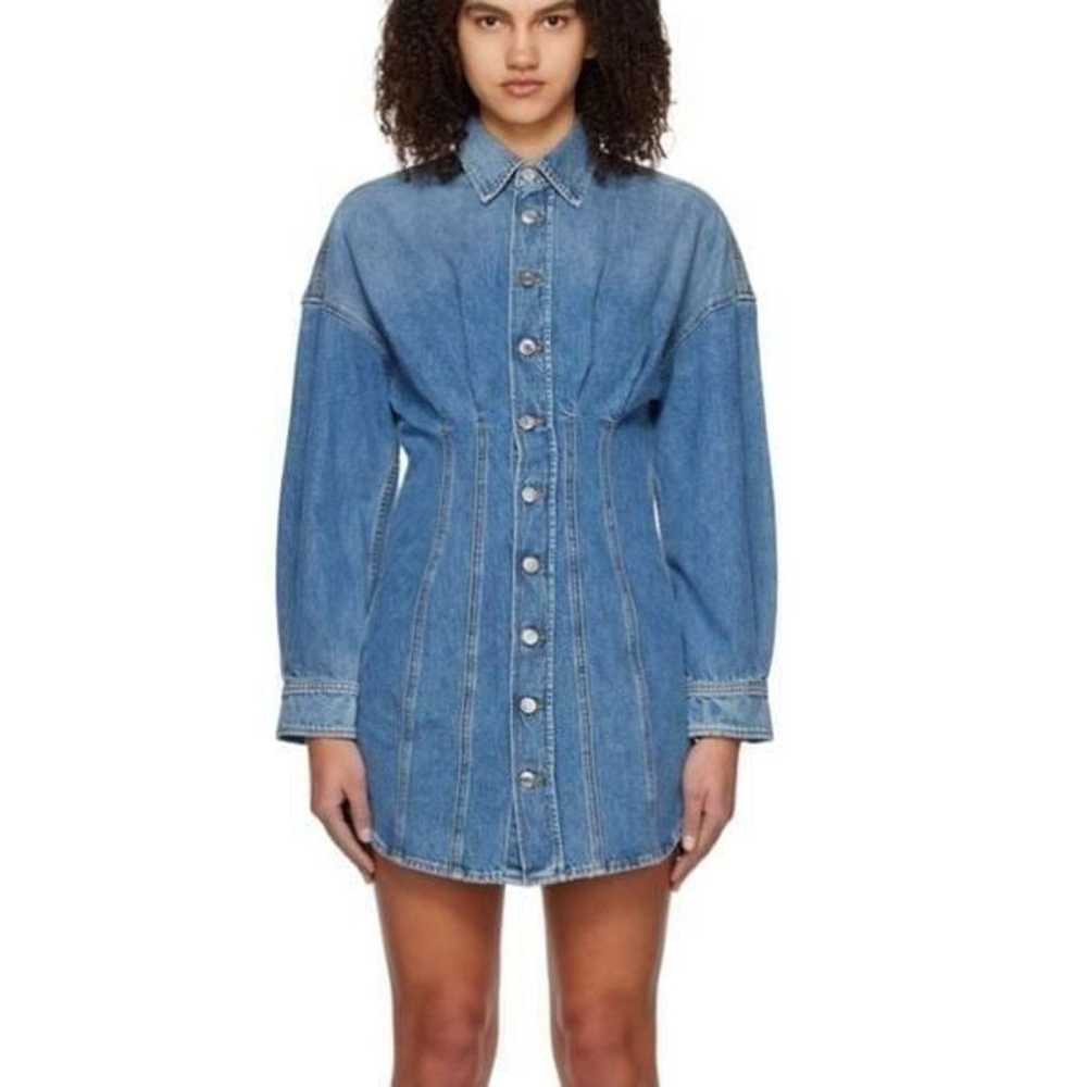 GRLFRND Blue Grace Corset Shirt Denim Minidress - image 3