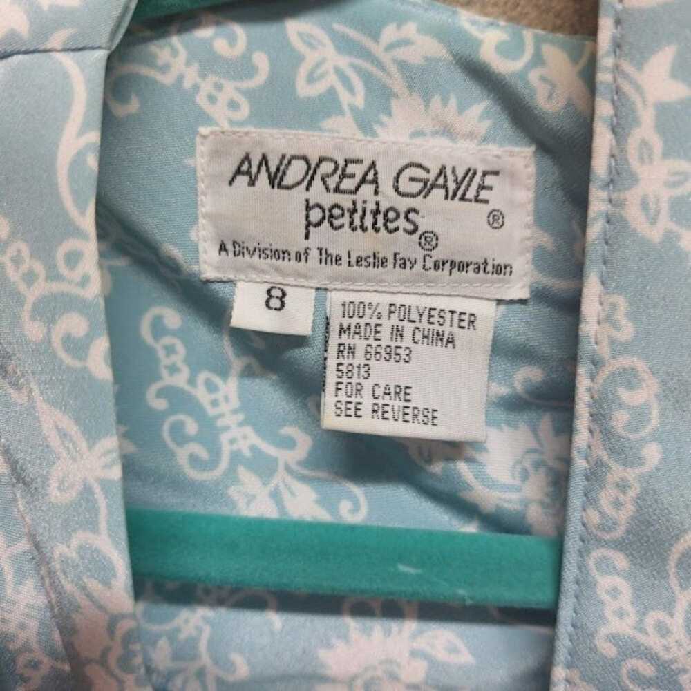 Vintage Andrea Gayle Light Blue Floral Belted Dre… - image 3