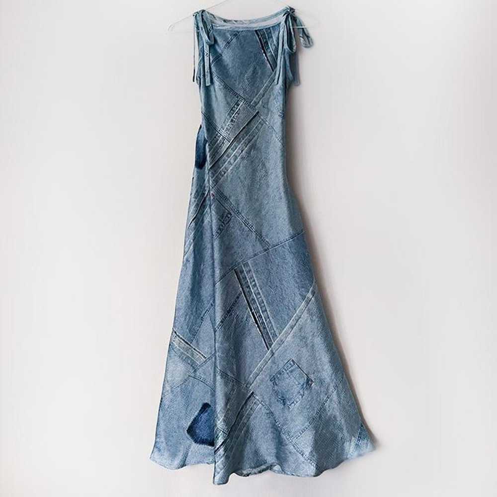 Acne long one-piece dress with denim print. - image 5