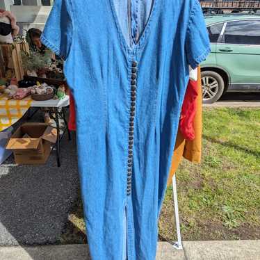 Vintage Faded Glory Denim Cotton Maxi Dress Side S