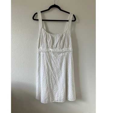 Y2k white eyelet mini dress