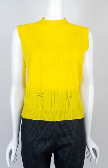 1960s Yellow Mod Sleeveless Knit Blouse