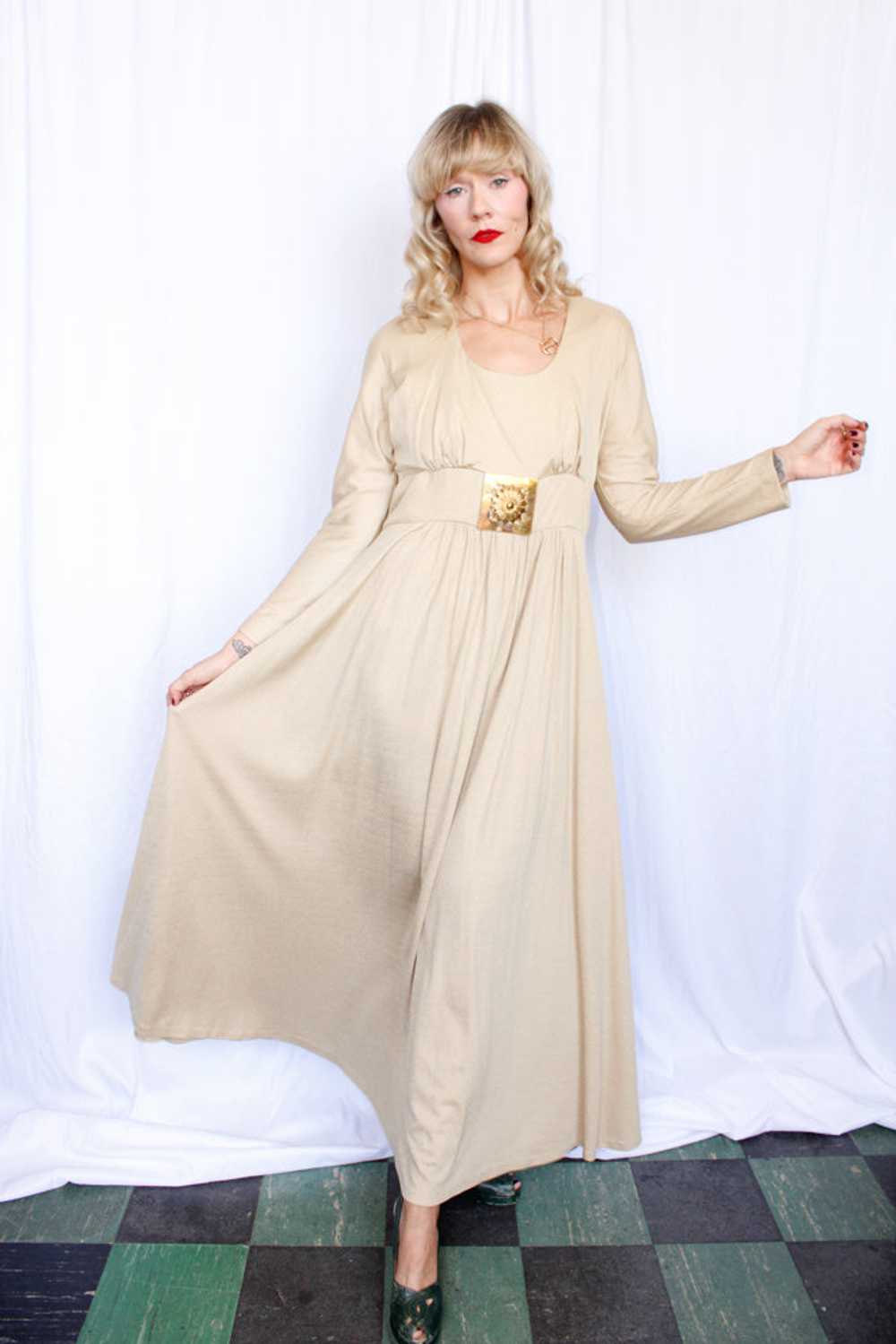 1970s Champagne Silk Jersey Dress - Large - image 8