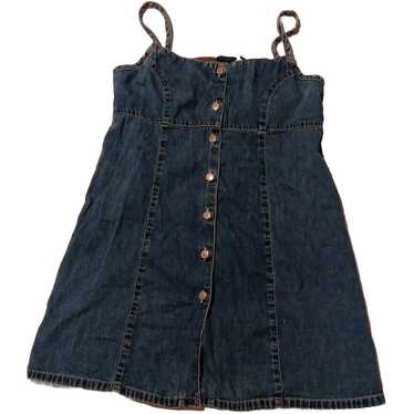 Vintage Gap Mini Denim Dress Button Up Strappy Bo… - image 1