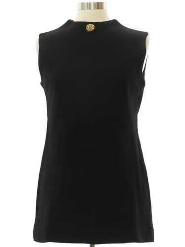 1960's Black Mod Knit Go-Go Mini Dress or Tunic T… - image 1