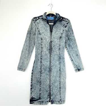 Paris blues Vtg Denim Dress 80’s bodycon full zip… - image 1