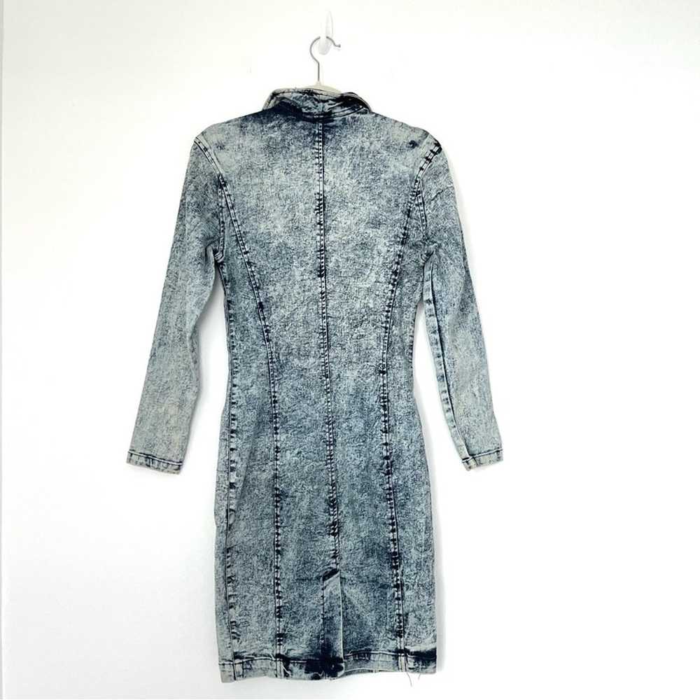 Paris blues Vtg Denim Dress 80’s bodycon full zip… - image 3