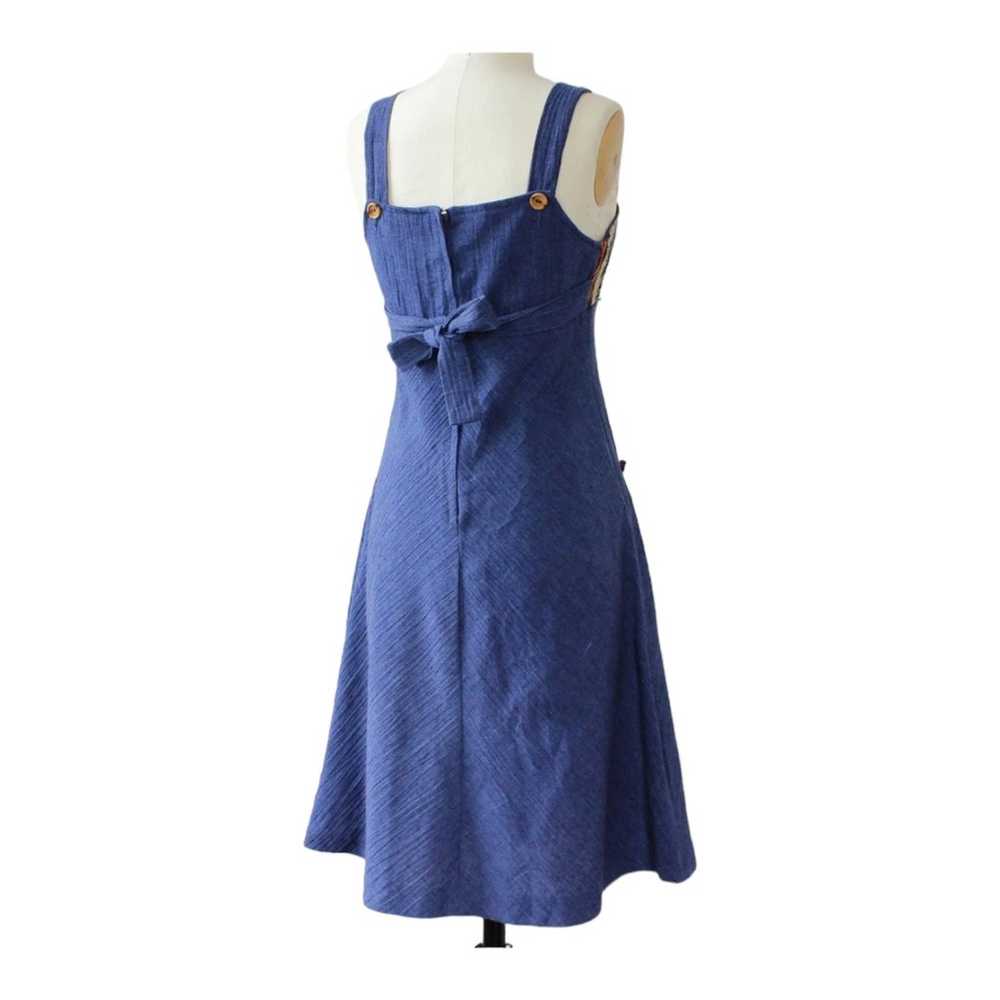 Vintage 1970s Blue Denim Jumper Dress Boho Hippie… - image 2