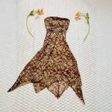 Y2K Vintage Brown Fairy Lace Dress