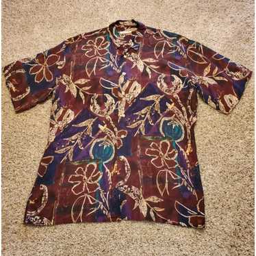 Vintage Burma Bibas Shirt Large Mens Rayon Multic… - image 1