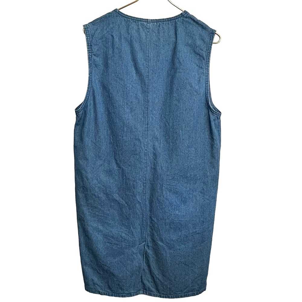 90s Vintage Denim Jean Jumper Dress Women SIZE M … - image 10