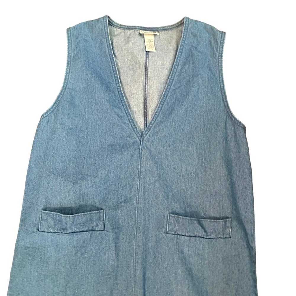 90s Vintage Denim Jean Jumper Dress Women SIZE M … - image 11