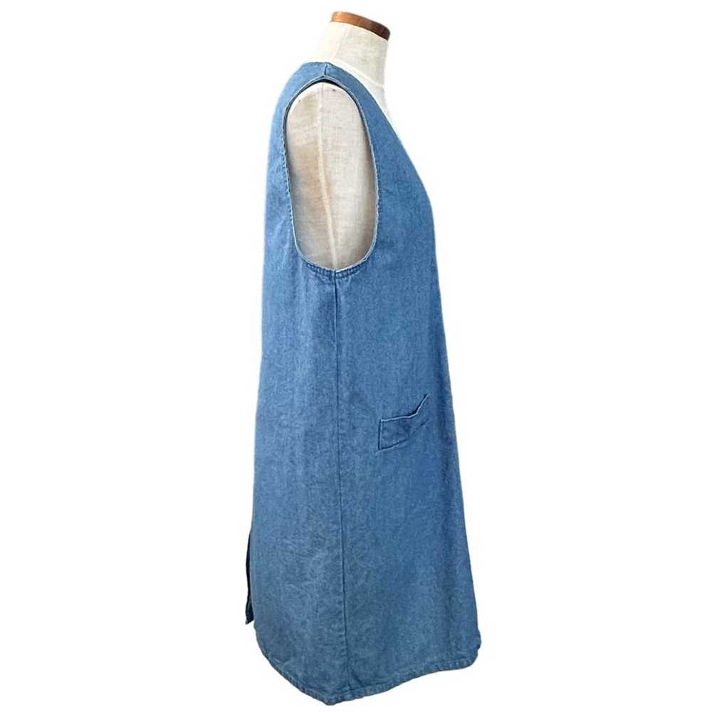 90s Vintage Denim Jean Jumper Dress Women SIZE M … - image 2